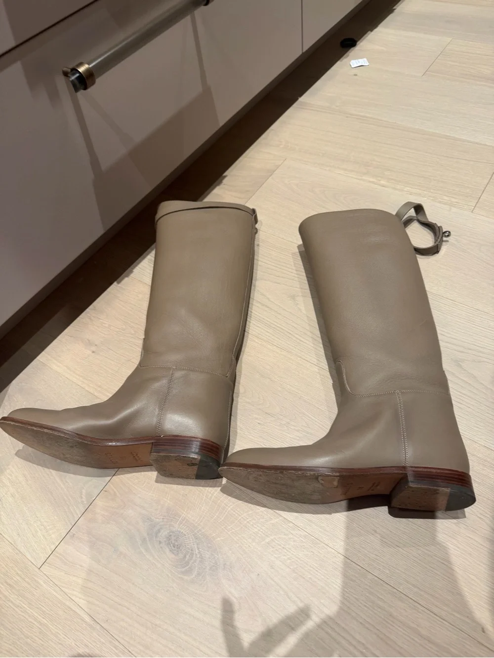 Hermes Etoupe Leather Over-the-Knee Riding Boots